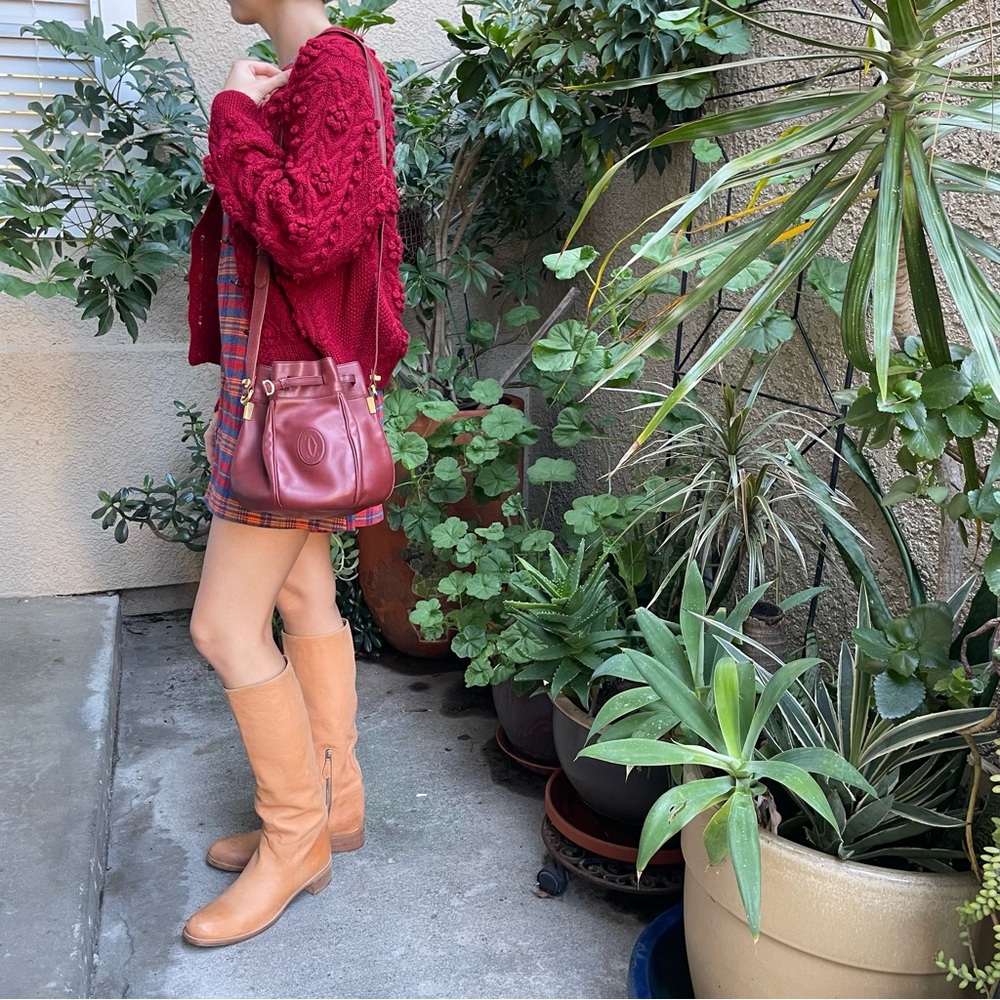 Orange/cream Prada pebbled all leather pull up riding boots - Picture 3 of 16